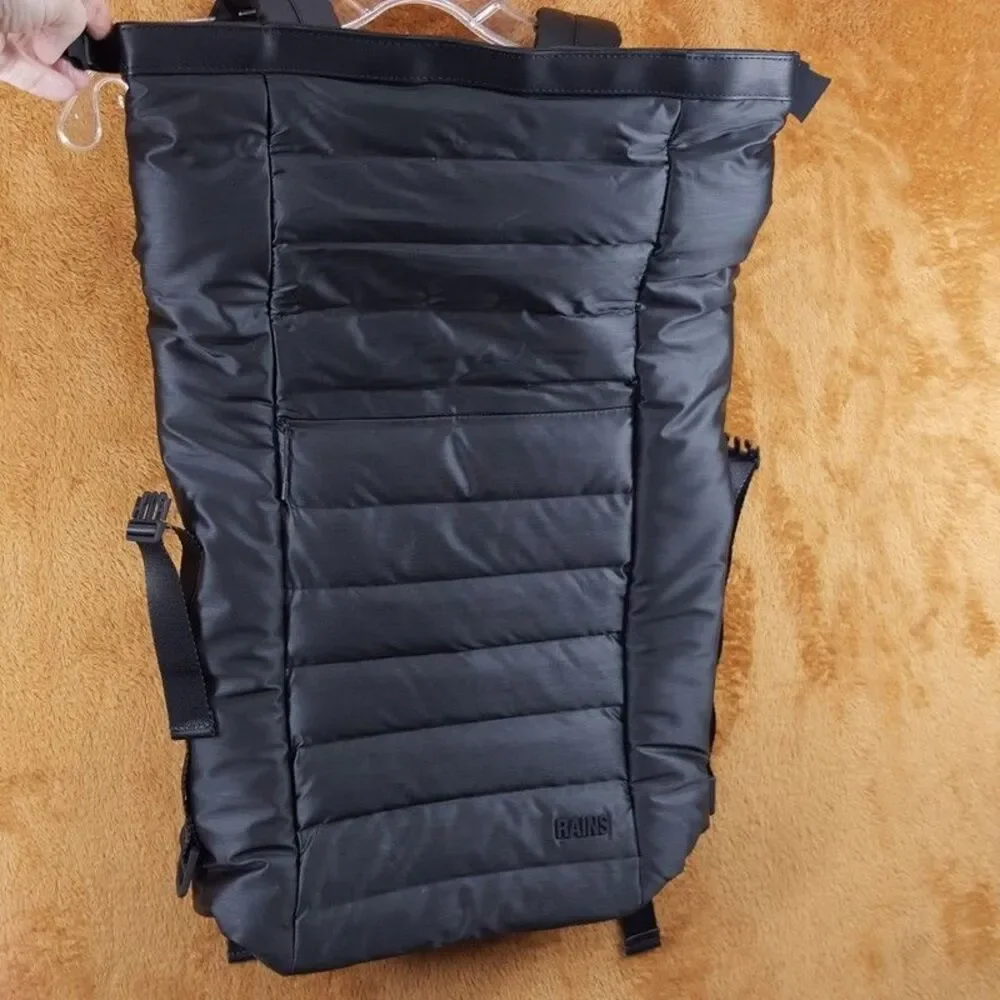 RAINS Unisex Black Bator Puffer Backpack Waterproof Padded Laptop Pocket